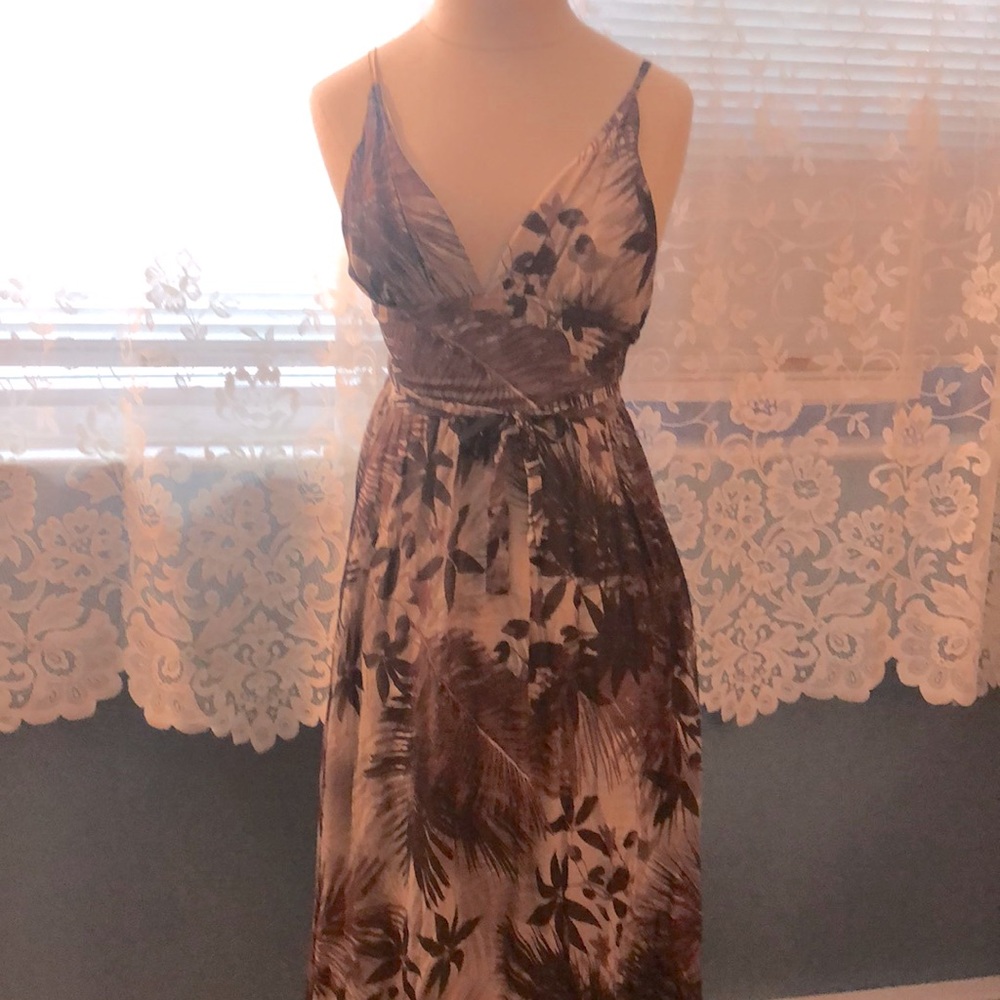 Elisabetta Franchi Brown and Beige Maxi dress